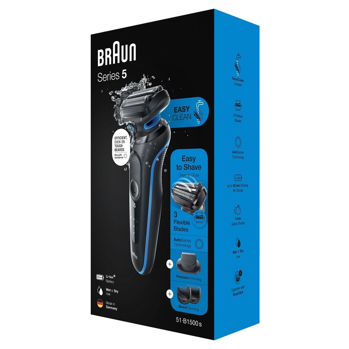 Máquina de Barbear Braun Series 5 51-B1500s EasyClick - Azul Azul-9