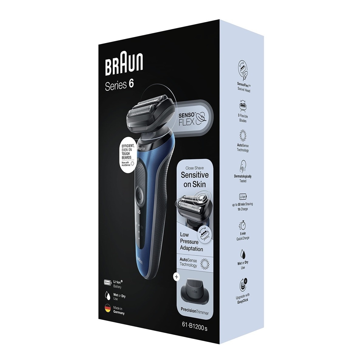 Máquina de Barbear Braun Série 6 61-B1200s SensoFlex - Azul Azul-9