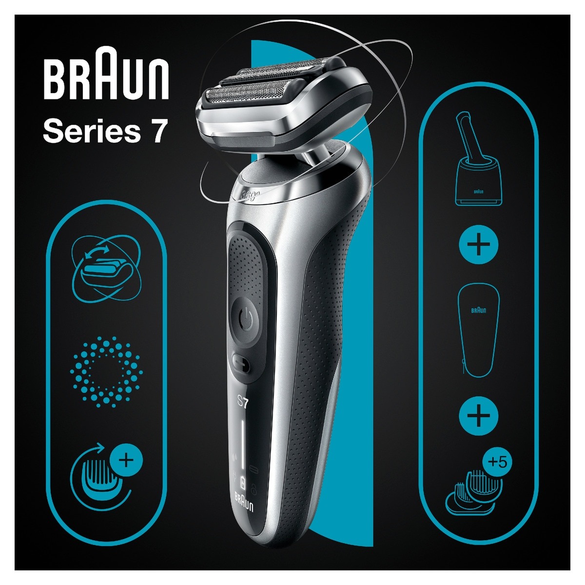Máquina de Barbear Braun Série 7 71-S7500 CC - Cinzento Cinzento-3