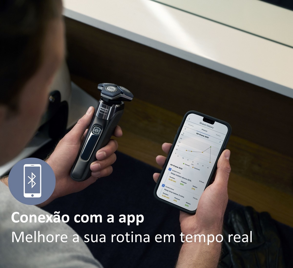 Máquina de Barbear Philips Serie 7000 S7886/35 Uso Seco e Molhado com Suporte de Garga e Bolsa e Autonomia 60 Minutos 8