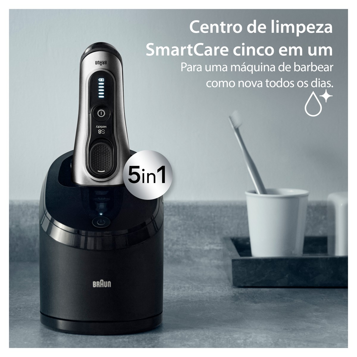 Máquina de Barbear Elétrica Braun Series 8  8567cc com Centro de Limpeza SmartCare - Prateado Prateado-6