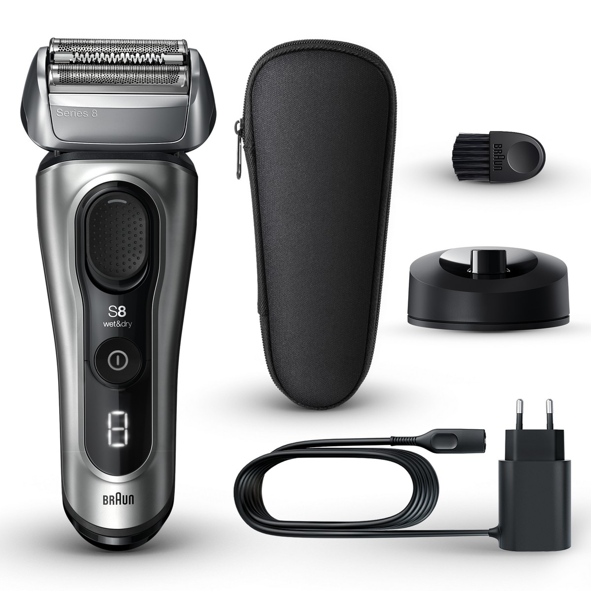 Máquina de Barbear Elétrica Braun Series 8 8517s com Base de Carregamento - Prateado Prateado-7