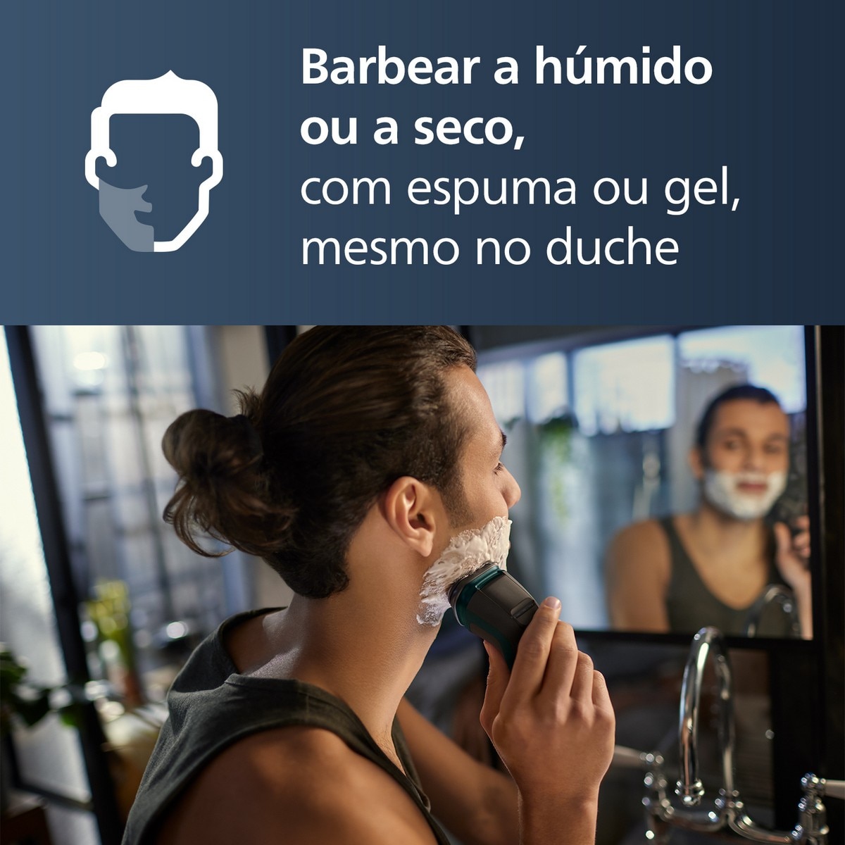 Máquina de Barbear Philips Serie X3000 X3052/00 Uso a Seco e Molhado, Cabeças Flexíveis 4D e Autonomia de 45 Minutos Verde Refrescante Escuro-4