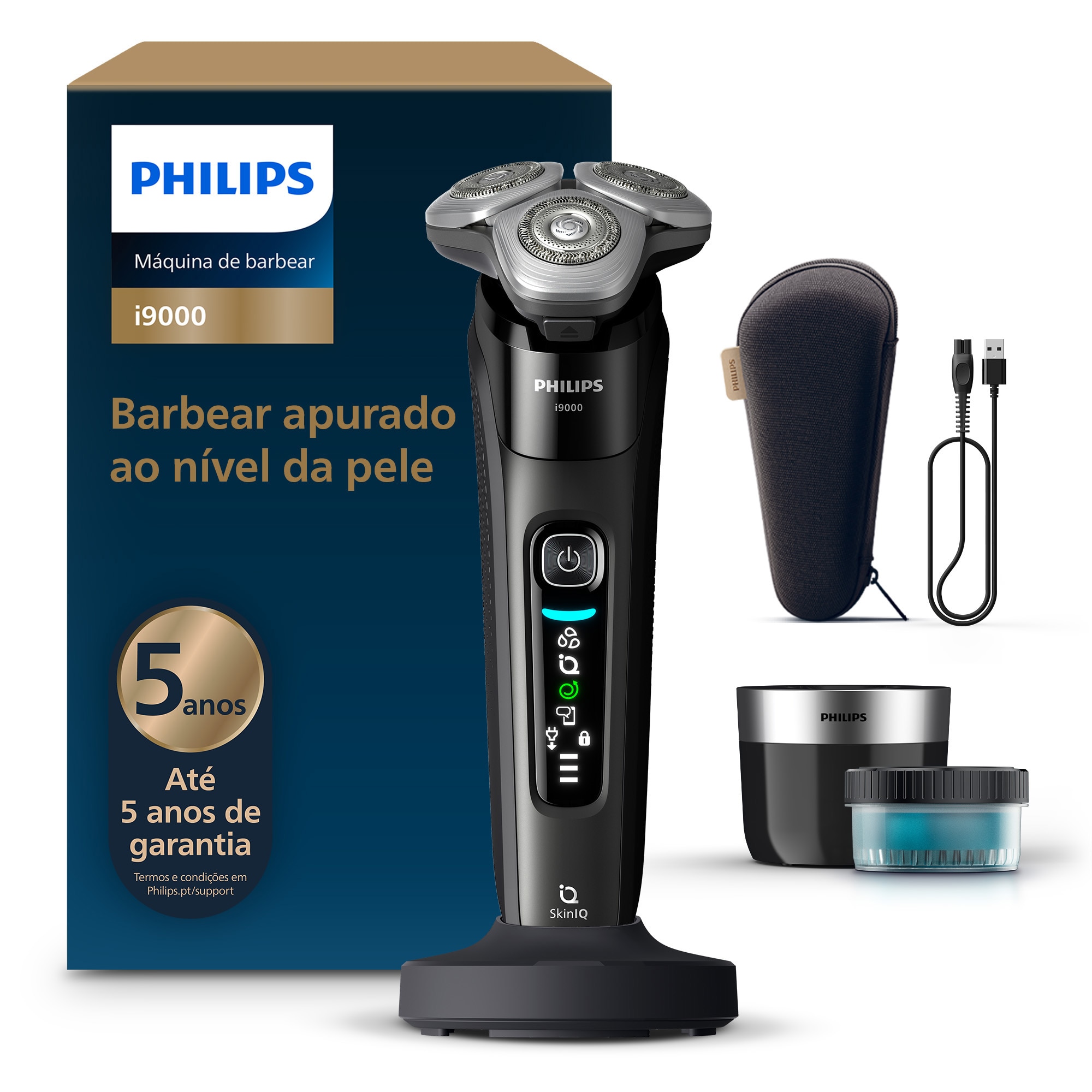 Máquina de Barbear Philips X9000/30 i9000 a Seco ou Molhado, Centro de Limpeza e Base de Carga 1