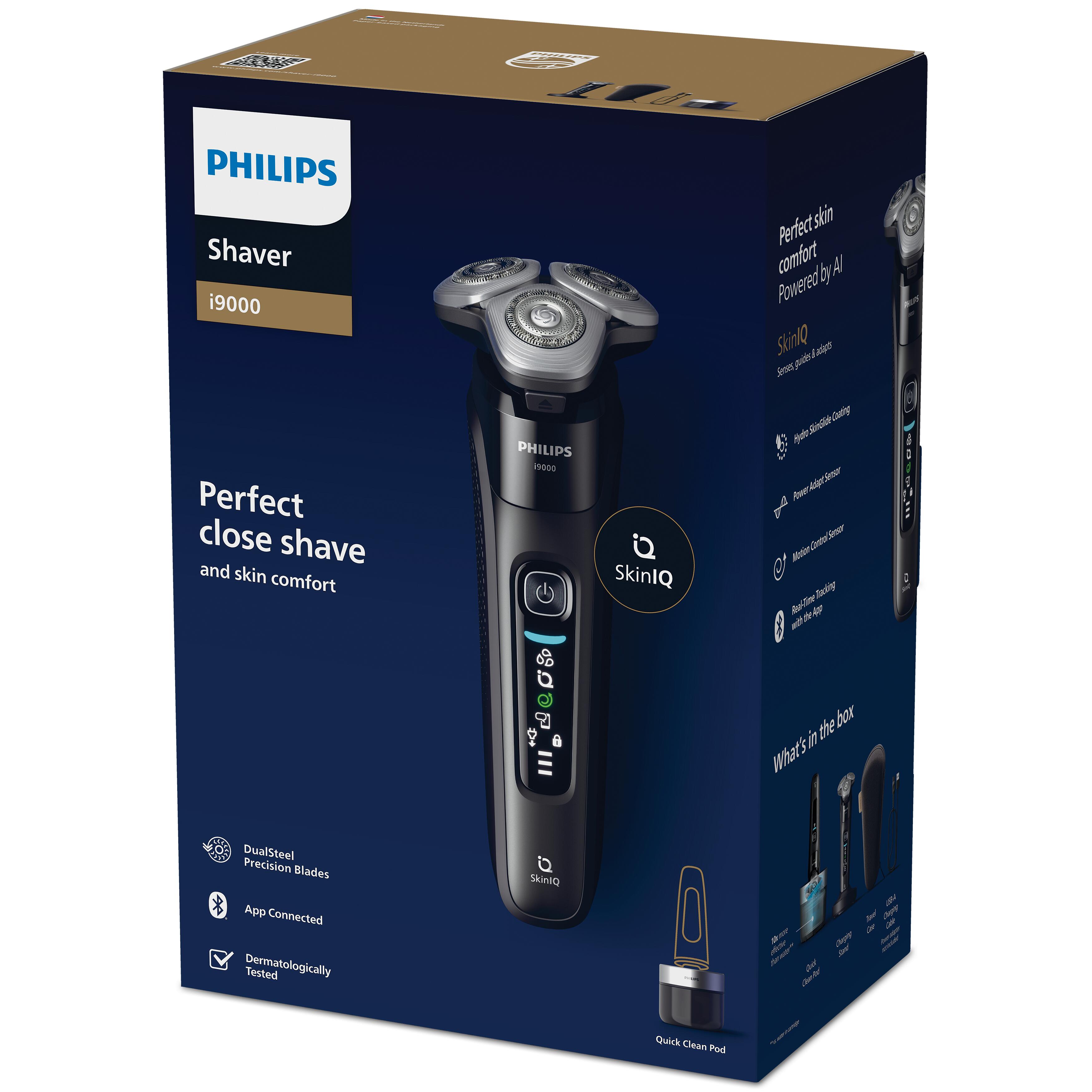 Máquina de Barbear Philips X9000/30 i9000 a Seco ou Molhado, Centro de Limpeza e Base de Carga 9