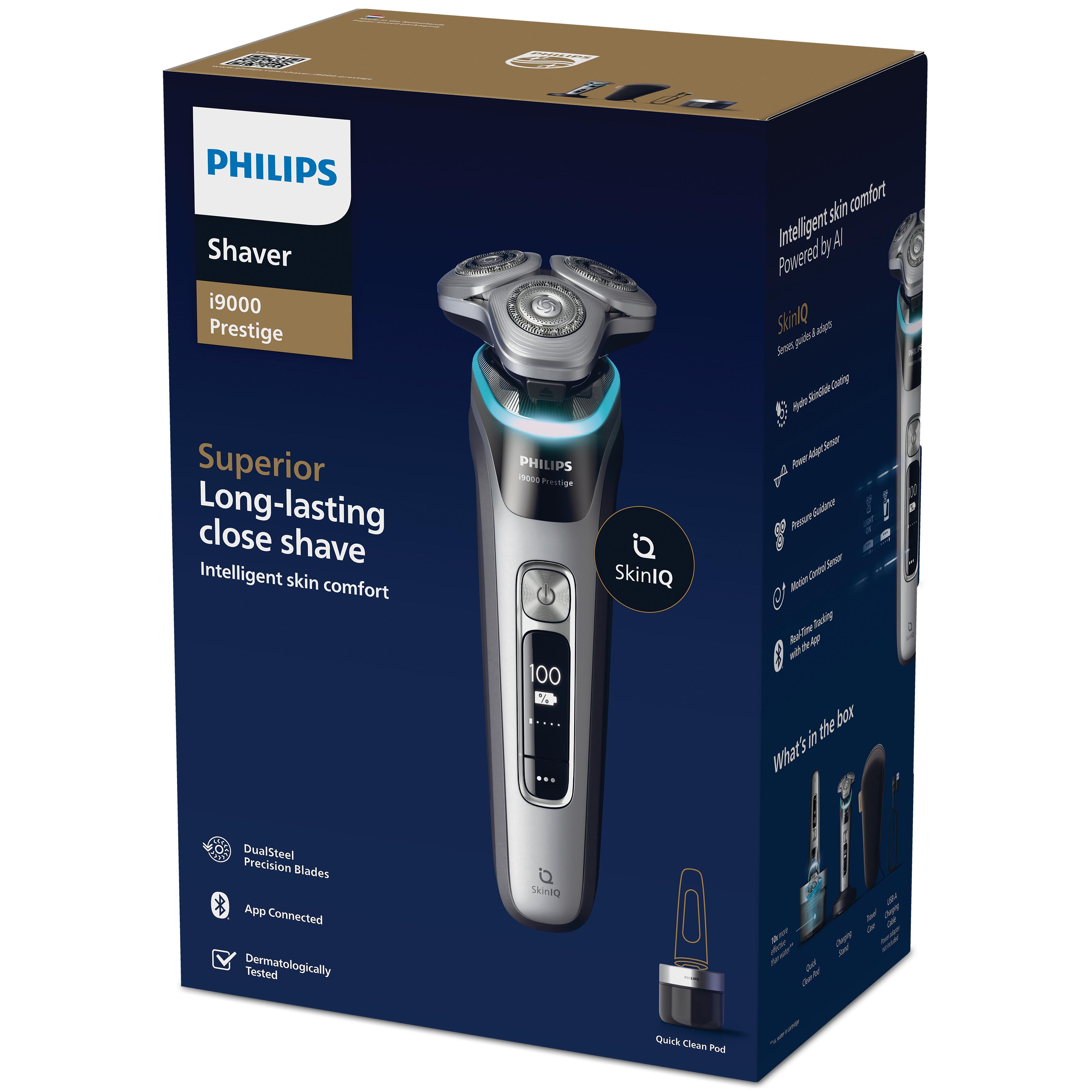 Máquina de Barbear Philips XP9204/30 i9000 Prestige a Seco ou Molhado, Base do Carregador, Estojo de Viagem e Centro de Limpeza 9