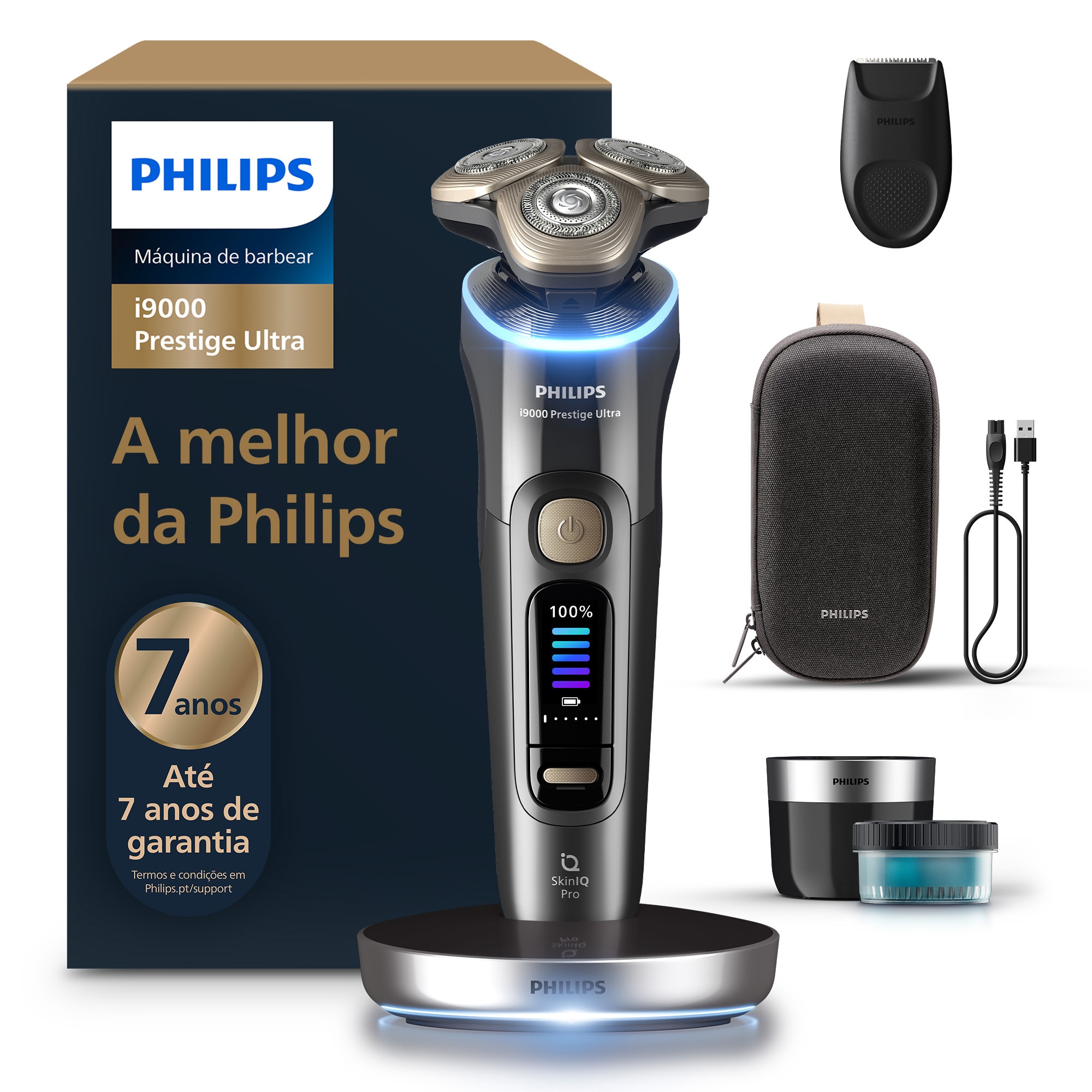 Máquina de Barbear Elétrica Philips XP9402/31 i9000 Prestige Ultra, 5 Modos de Barbear, Base de Carregamento e Estojo de Viagem 1