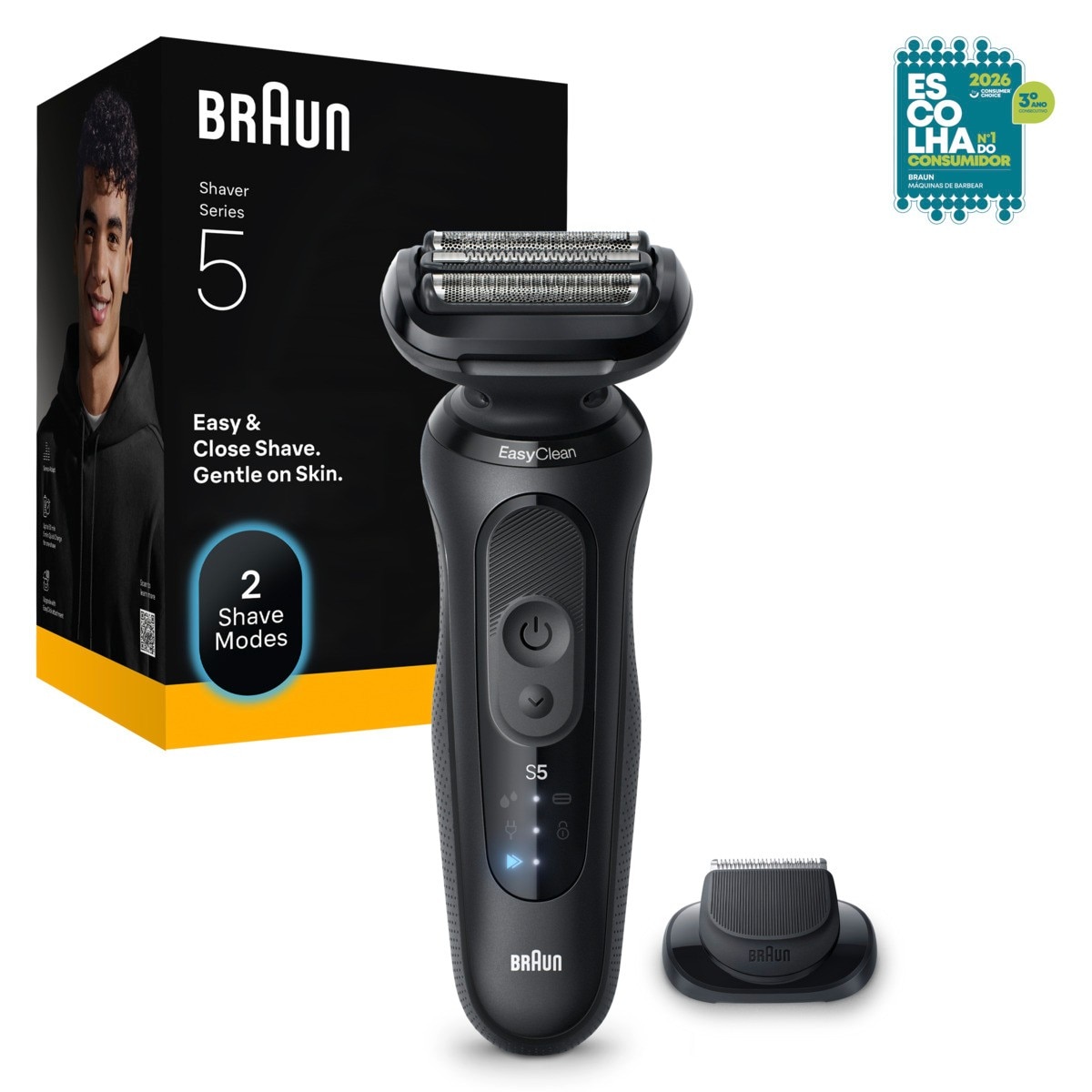 Imagem 0 de Máquina de Barbear Braun Series 5 52-N1200S, 1 Acessório, Até 50 Minutos - Preto