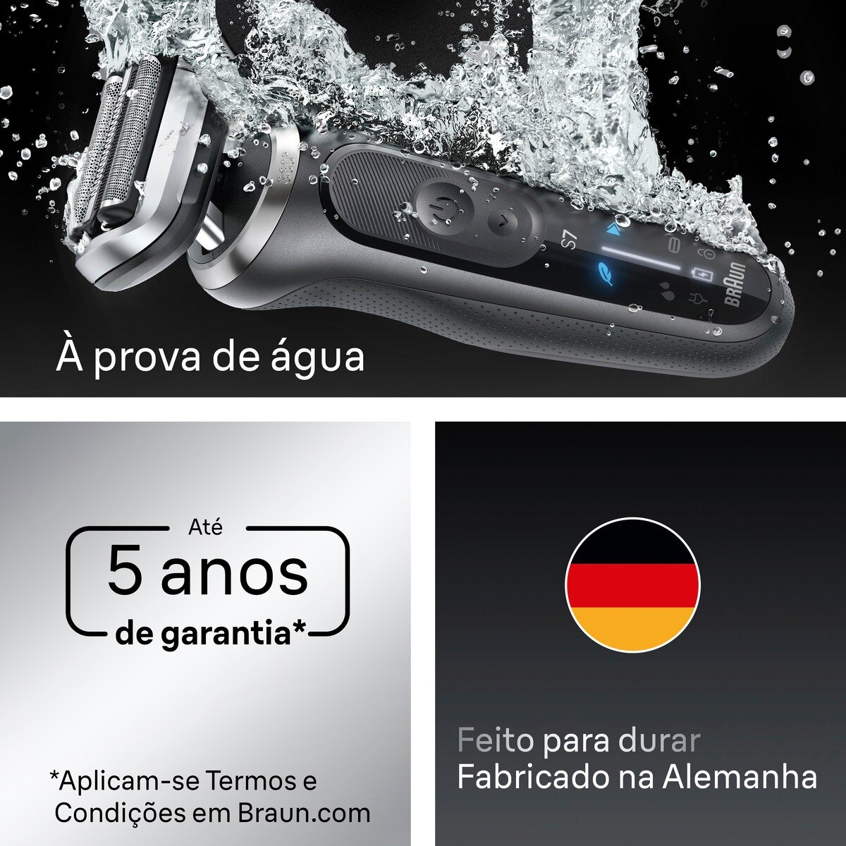 Máquina de Barbear Braun Série 7 72-G1200S, 3 Modos, 1 Acessório de precisão, 60 min de Autonomia, a Seco e Molhado - Cinzento Cinzento-6
