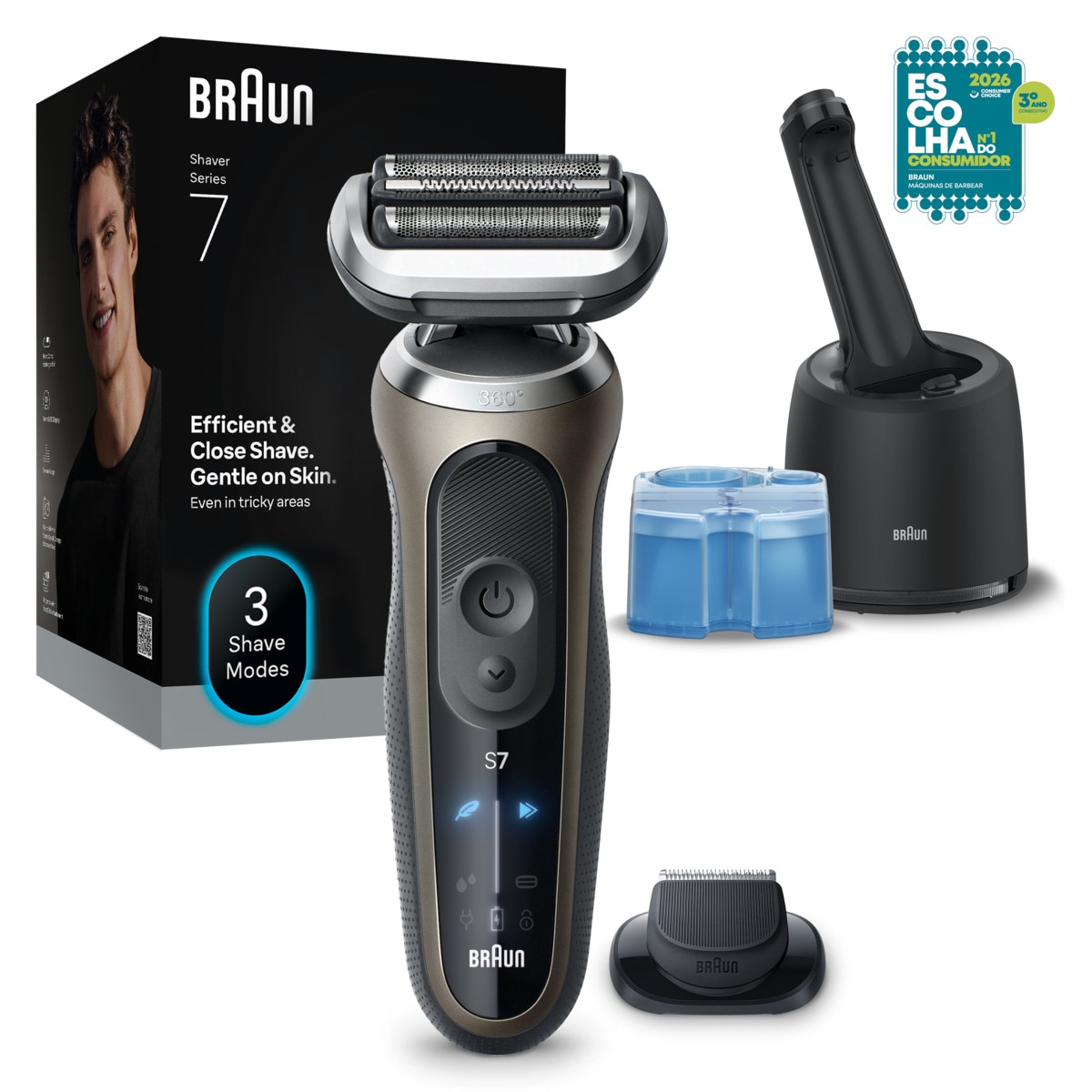 Imagem 0 de Máquina de Barbear Braun Series 7 72-C7200CC com Autonomia 60 min, Recarregável