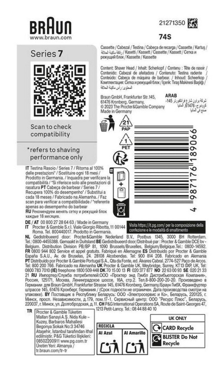 Acessório Recarga Braun para Máquina de Barbear Braun Series 7 2