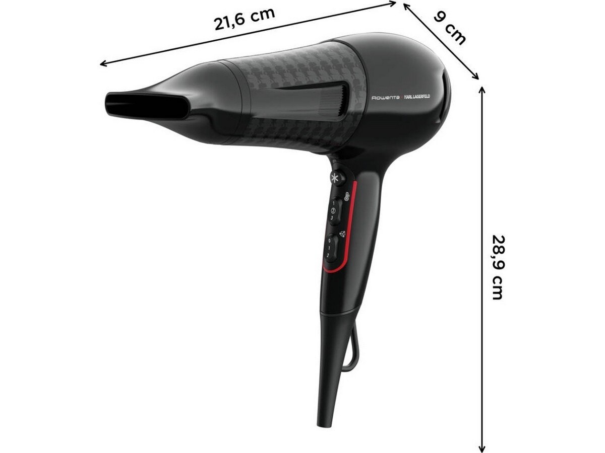 Secador de Cabelo Rowenta CV591LF0 Powerline Karl Lagerfeld de 2100 W e 3 Níveis de Temperatura - Preto e Vermelho Preto / Vermelho-2