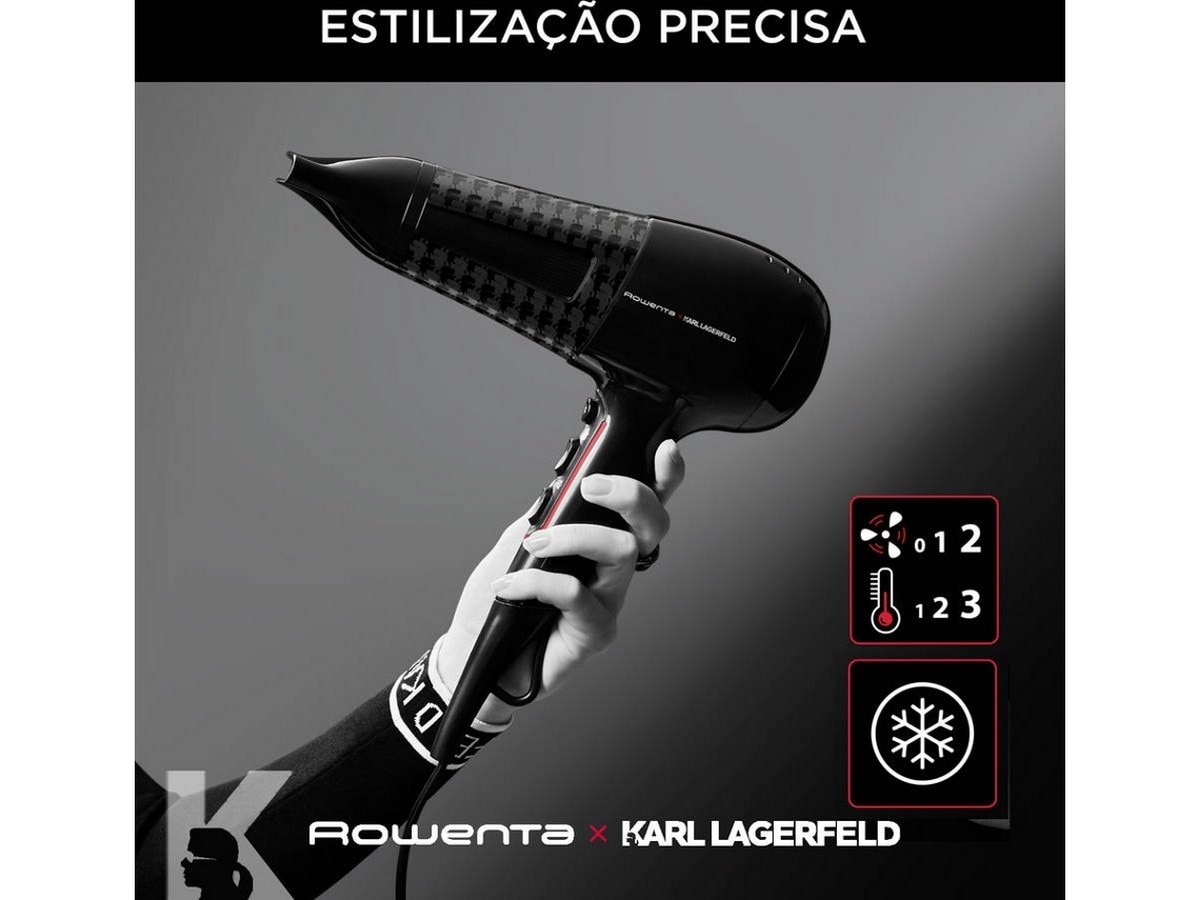 Secador de Cabelo Rowenta CV591LF0 Powerline Karl Lagerfeld de 2100 W e 3 Níveis de Temperatura - Preto e Vermelho Preto / Vermelho-6