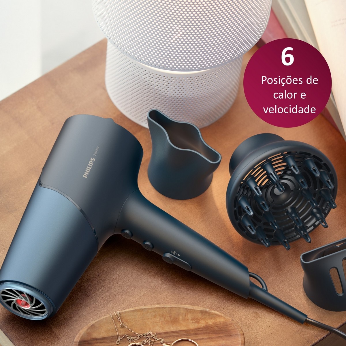 Secador de Cabelo Philips BHD512/20 de 2300 W e 3 Níveis de Temperatura - Azul Azul-6