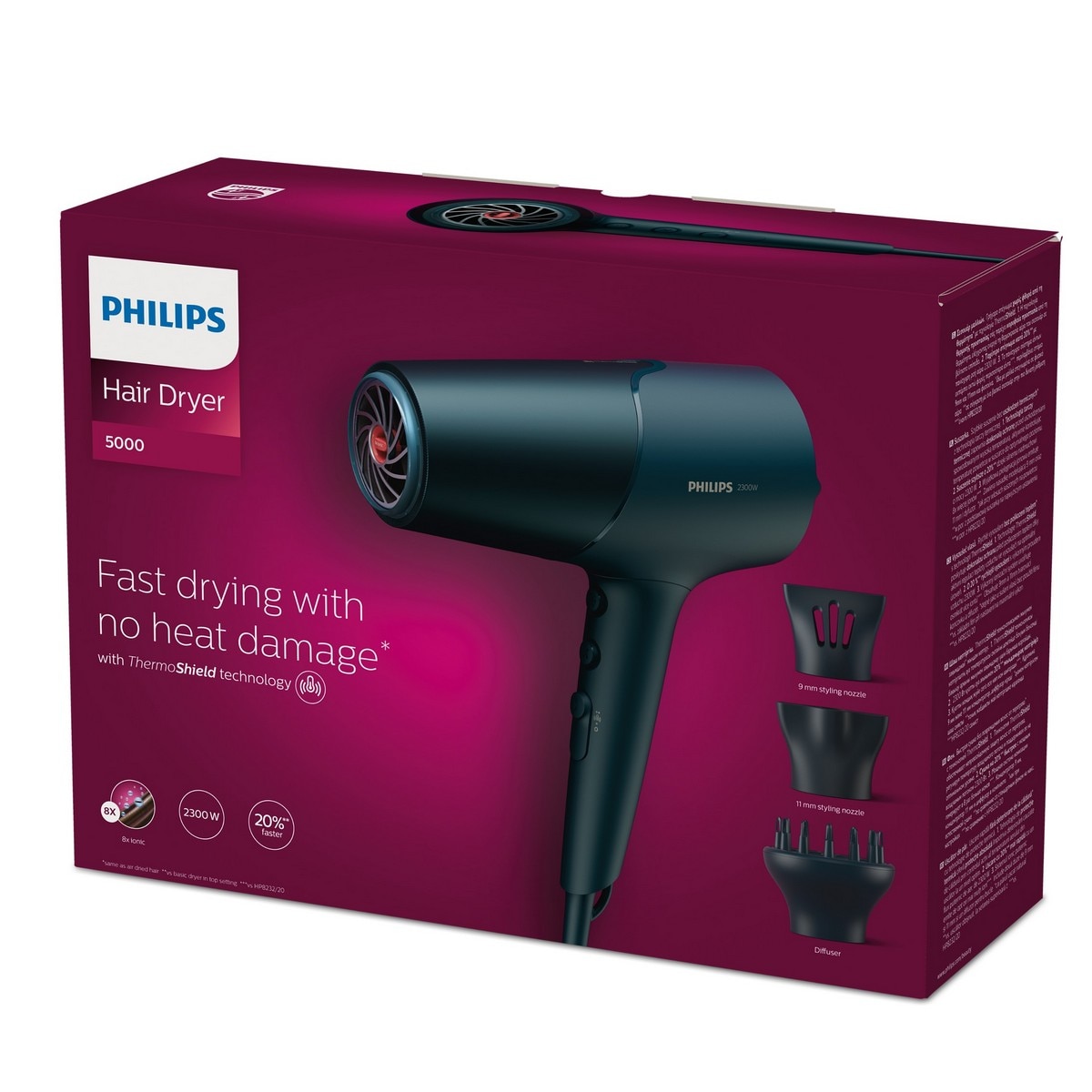 Secador de Cabelo Philips BHD512/20 de 2300 W e 3 Níveis de Temperatura - Azul Azul-9