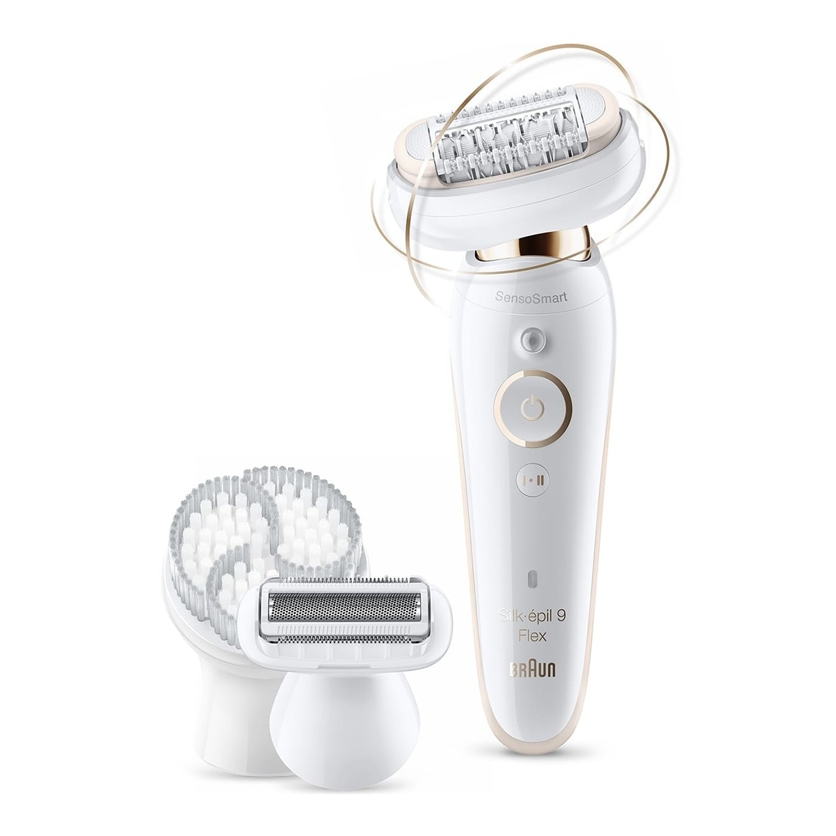 Imagem 0 de Depiladora de Arranque Braun Silk-épil 9 Flex 9-030 Multizonas com Cabeça Flexível - Branco e Dourado
