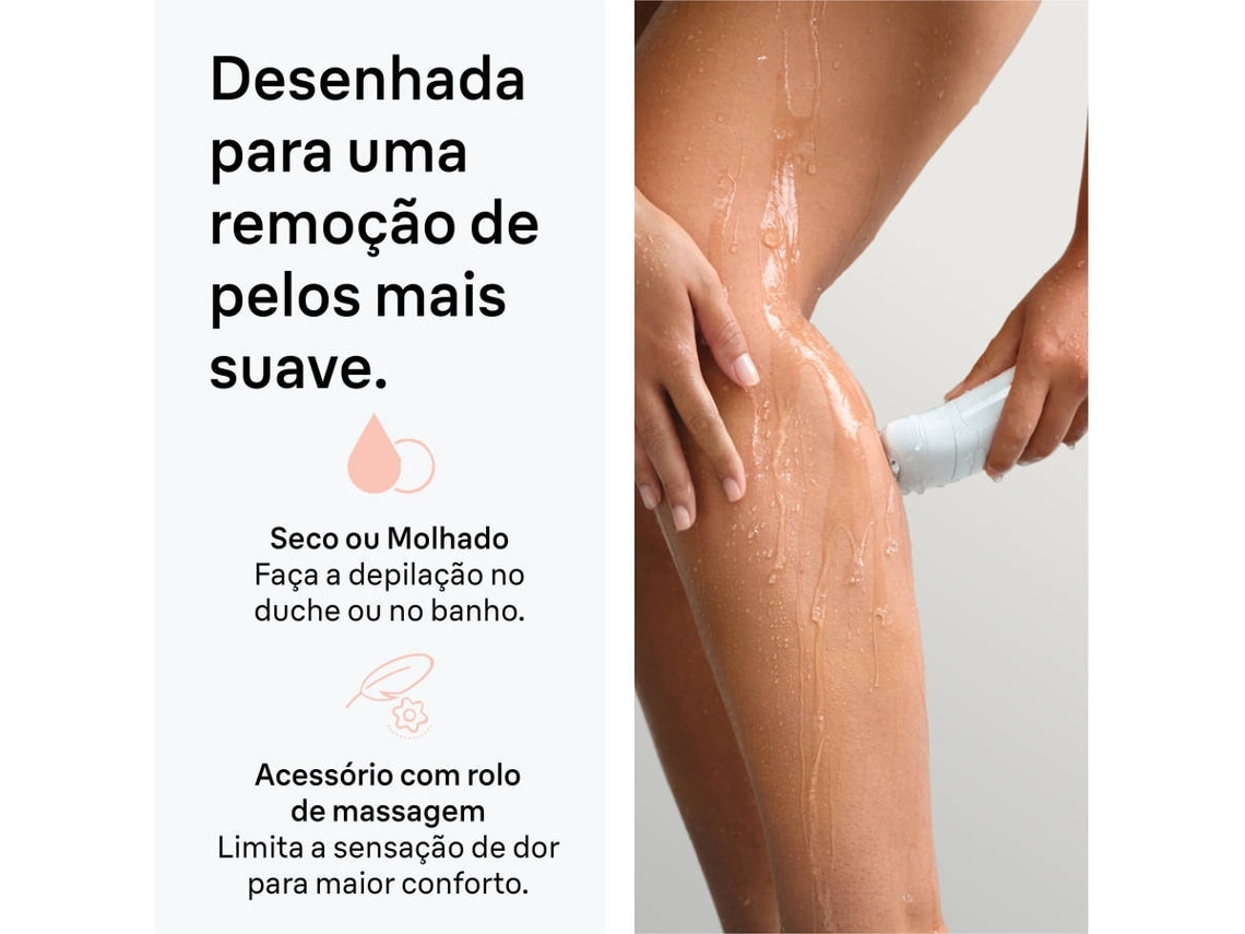 Depiladora de Arranque Braun Silk·épil 5 SE5-030 Wet & Dry para Corpo com Cabeça de Corte e Pente Aparador - Branco e Rosa Rosa-4