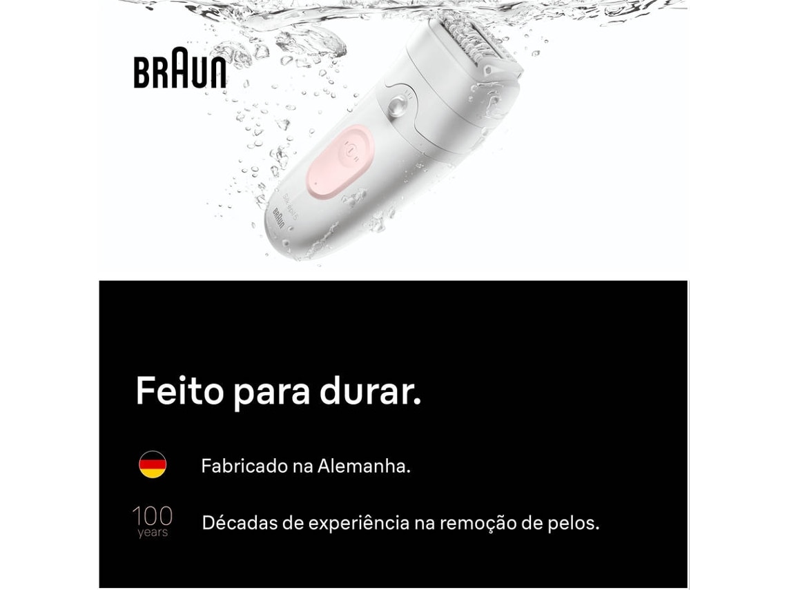 Depiladora de Arranque Braun Silk·épil 5 SE5-030 Wet & Dry para Corpo com Cabeça de Corte e Pente Aparador - Branco e Rosa Rosa-7