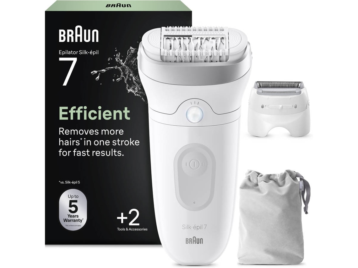 Imagem 0 de Depiladora de Arranque Braun Silk·épil 7 SE7-041 Wet & Dry para Corpo com Cabeça de Corte e Pente Aparador - Cinzento e Prateado