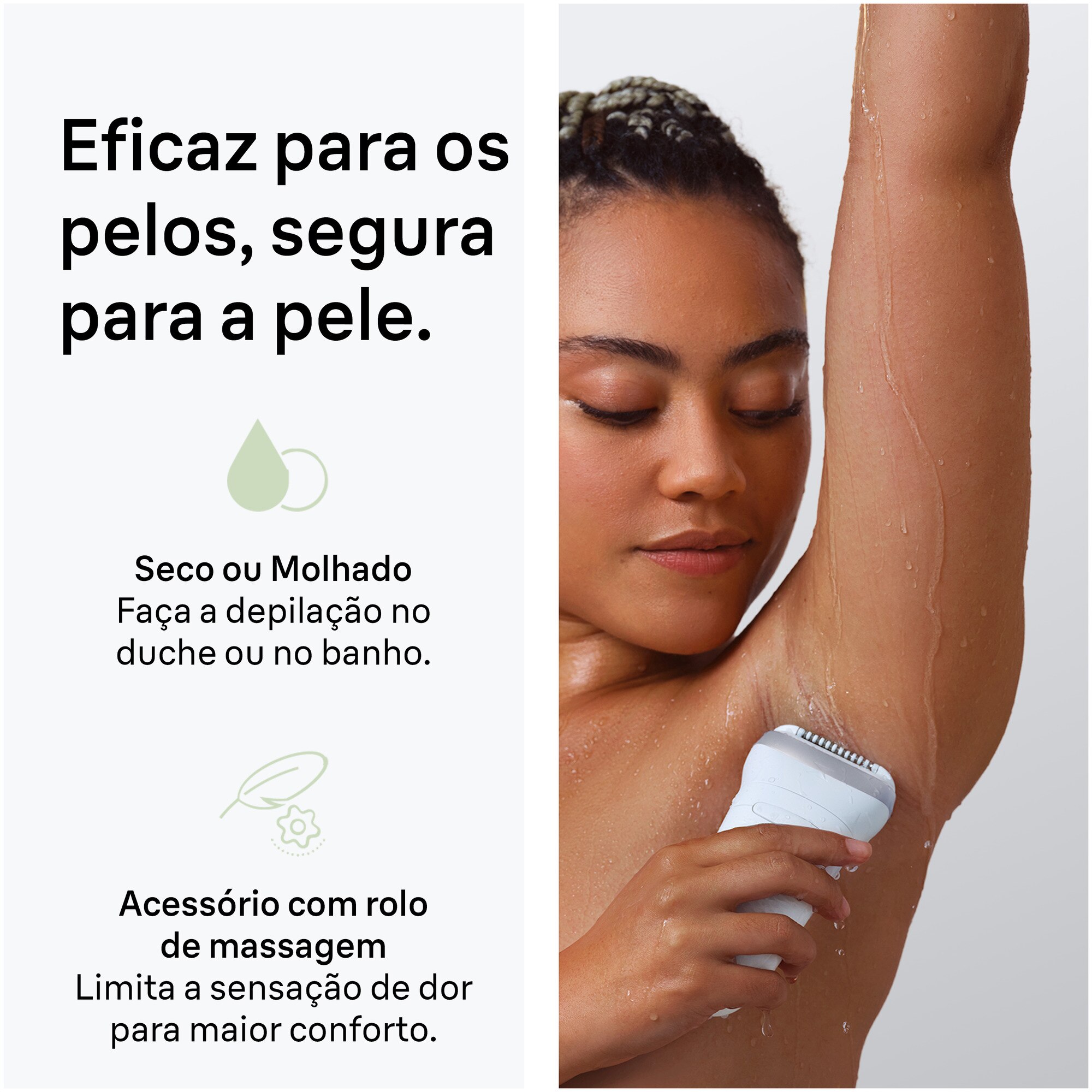 Depiladora de Arranque Braun Silk·épil 7 SE7-041 Wet & Dry para Corpo com Cabeça de Corte e Pente Aparador - Cinzento e Prateado Prata-4