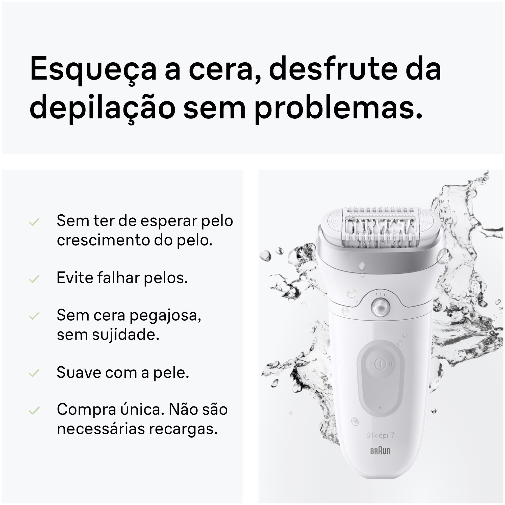Depiladora de Arranque Braun Silk·épil 7 SE7-041 Wet & Dry para Corpo com Cabeça de Corte e Pente Aparador - Cinzento e Prateado Prata-5