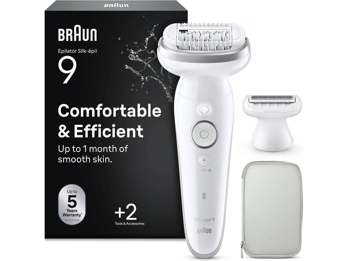 Imagem 0 de Depiladora de Arranque Braun Silk·épil 9 Flex SE9-030 3D Wet & Dry para Corpo com Cabeça Flexível - Branco e Dourado