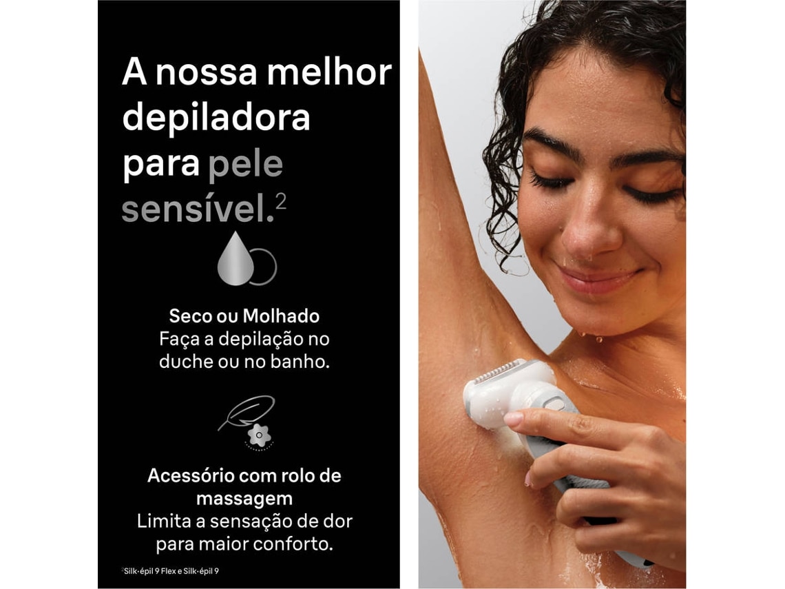 Depiladora de Arranque Braun Silk·épil 9 Flex SE9-030 3D Wet & Dry para Corpo com Cabeça Flexível - Branco e Dourado Dourado-5