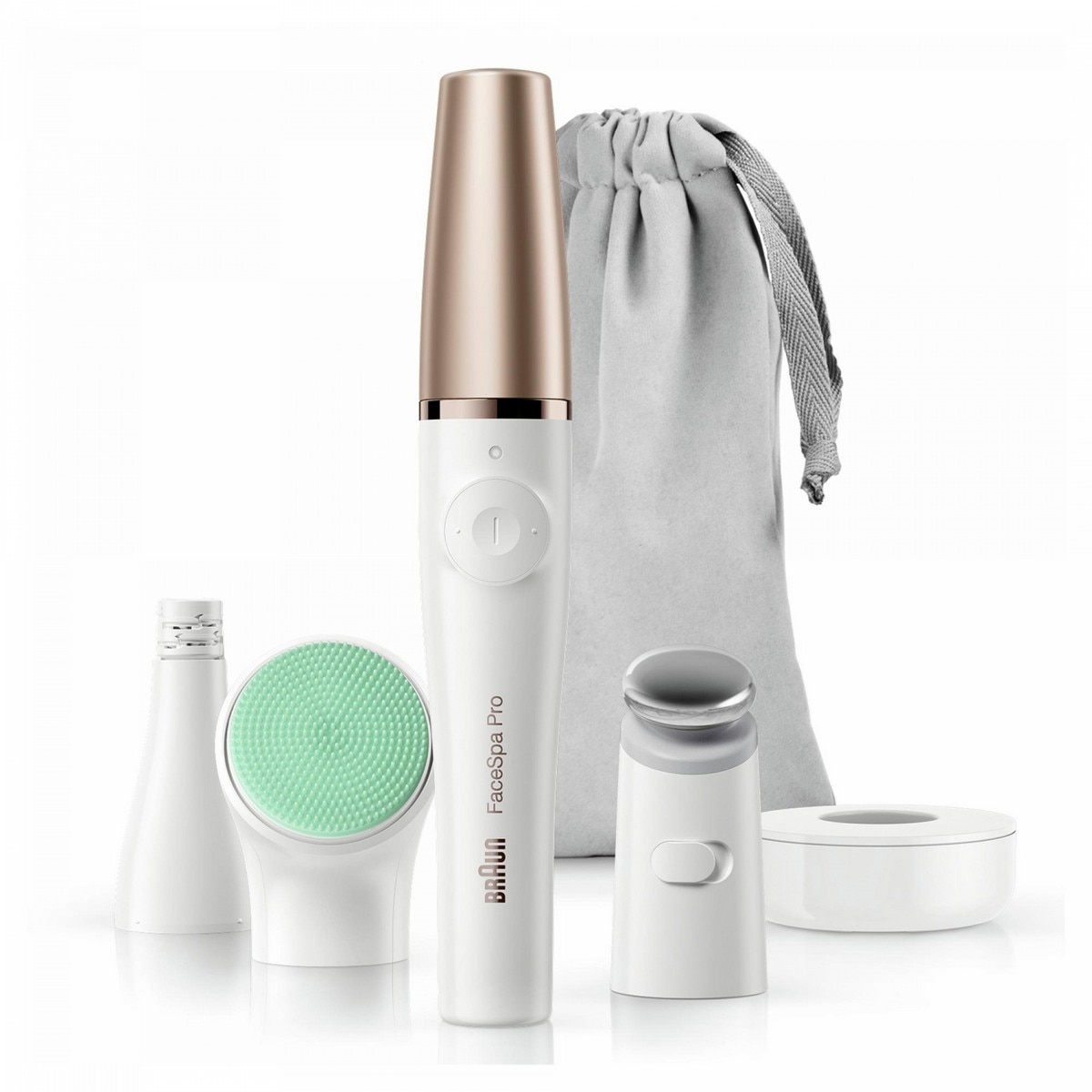 Imagem 0 de Depiladora Facial de Arranque Braun Face Spa Pro 913 de Rosto e Recarregável - Branco e Dourado