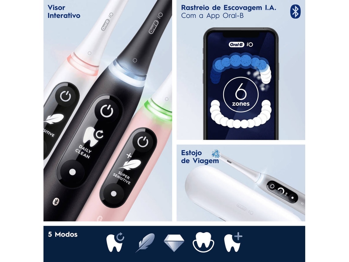 Escova de Dentes Elétrica Oral-B Braun iO 6 S - Preto Preto-3