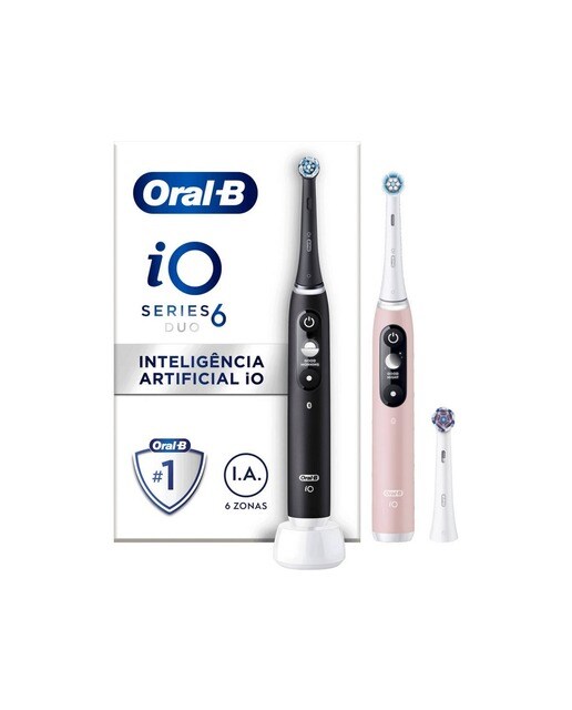 Imagem 0 de Escova de Dentes Elétrica Oral-B Braun iO 6 Duo - Preto e Rosa