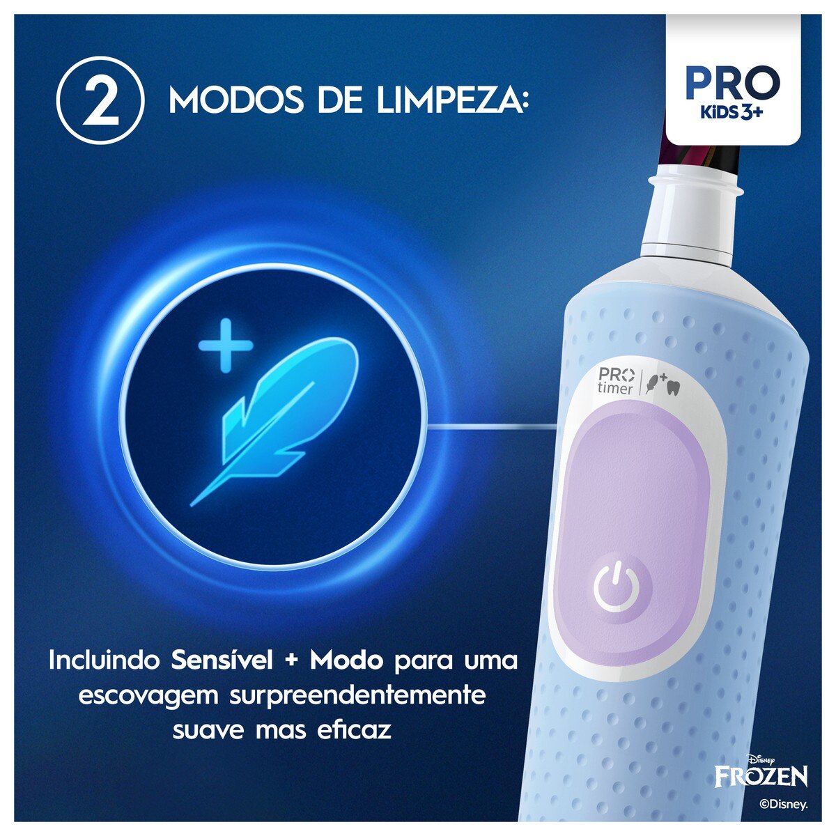 Escova de Dentes Elétrica Oral-B Braun Pro Kids Frozen - 1 Unidade - Azul Claro Azul-claro-5