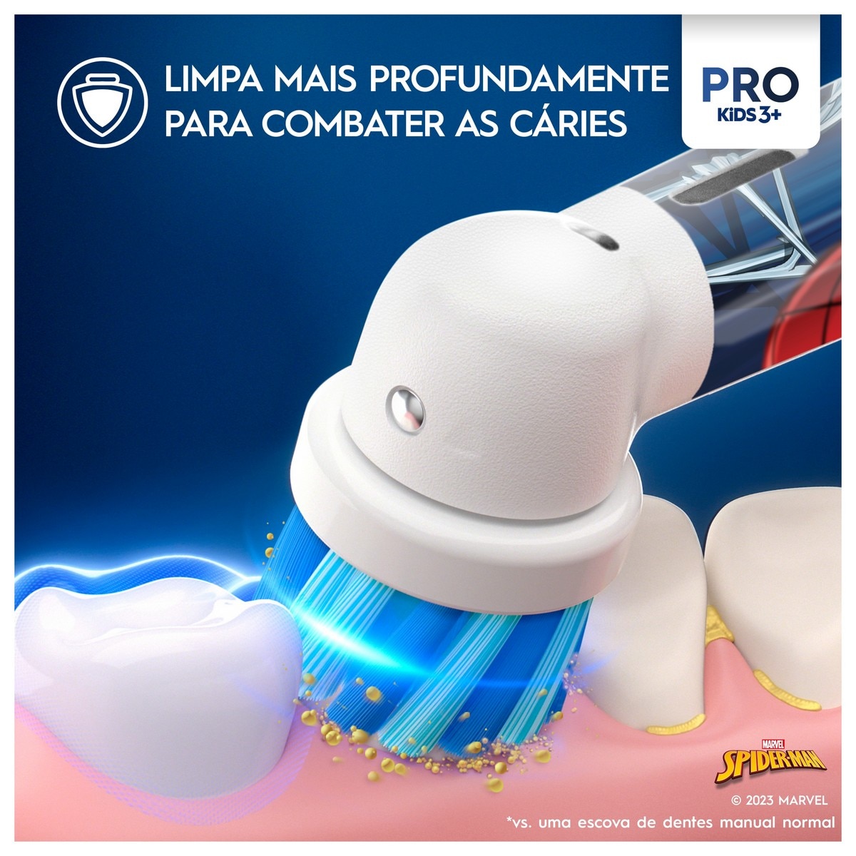 Escova de Dentes Elétrica Oral-B Braun Pro Kids Spider Man - 1 Unidade - Azul Azul-2