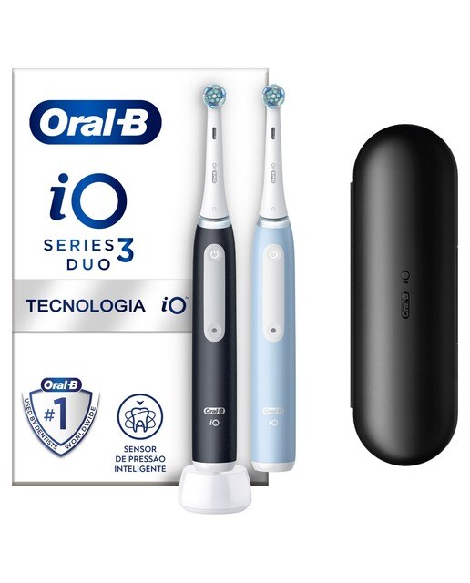 Imagem 0 de Escova de Dentes Elétrica Oral-B Braun iO 3 Duo - 2 Unidades - Preto e Azul