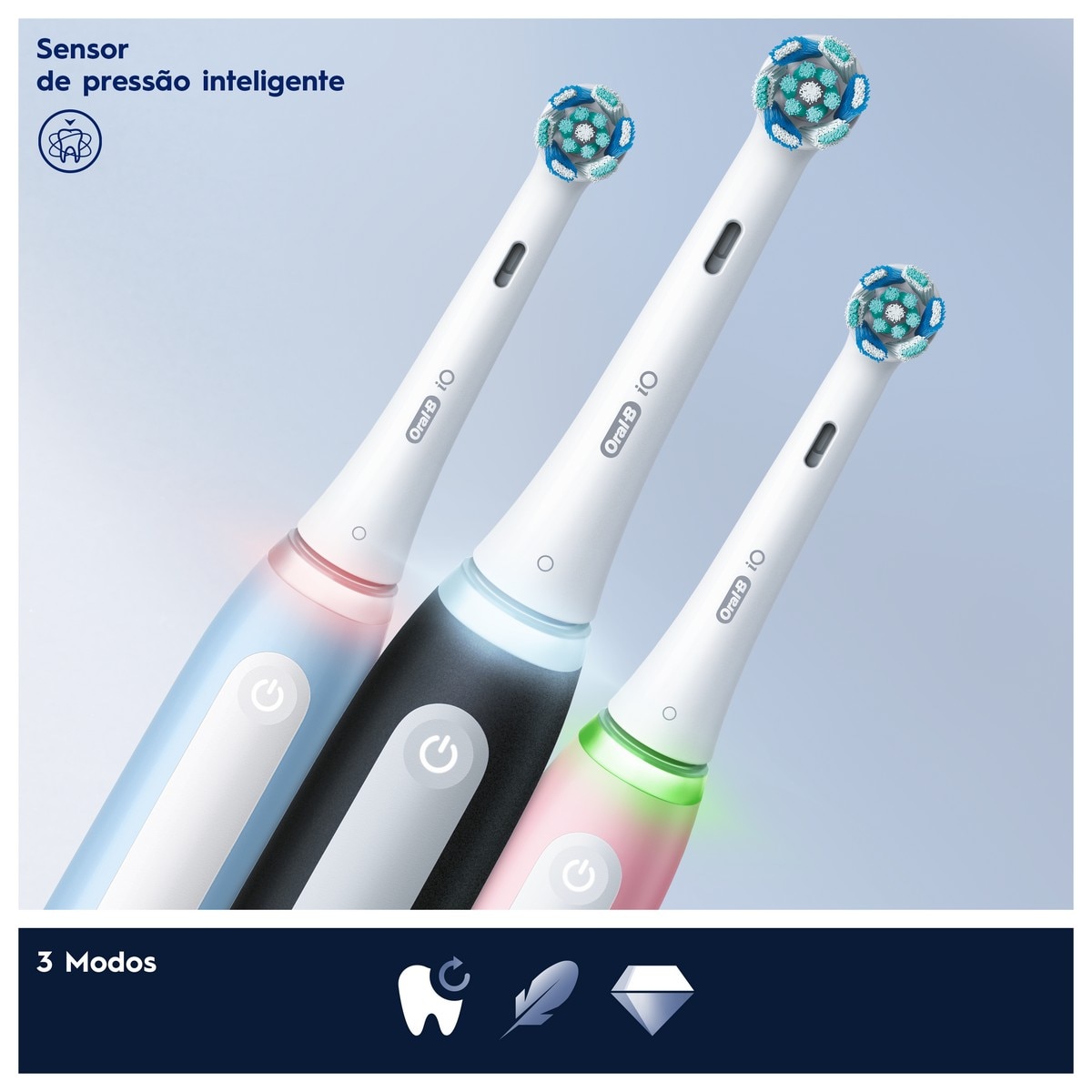 Escova de Dentes Elétrica Oral-B Braun iO 3 Duo - 2 Unidades - Preto e Azul Azul-5