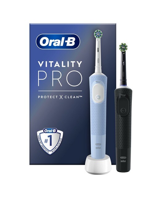 Escovas de Dentes Elétrica Oral-B Braun Vitality Pro - 2 Unidades - Azul e Preto Preto / Azul-1