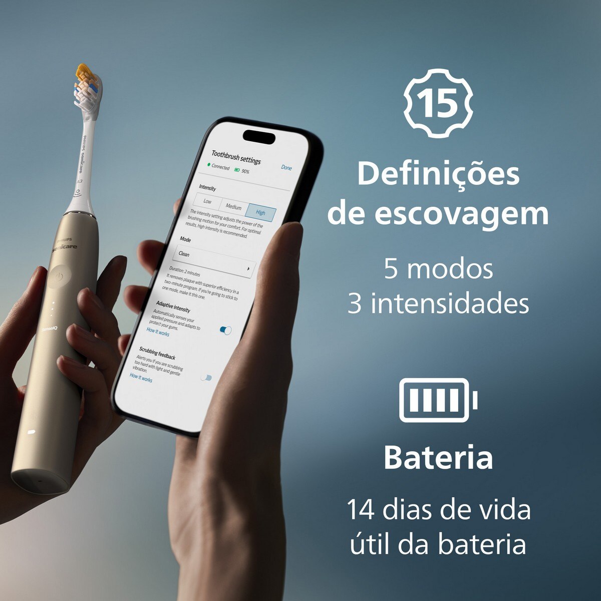 Escova de Dentes Elétrica Philips Sonicare 9900 Prestige HX9992/11 com Tecnologia SenseIQ - Dourado Champanhe Champanhe-8