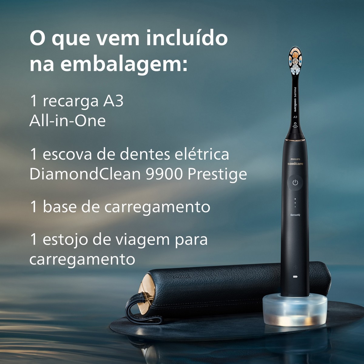 Escova de Dentes Elétrica Philips Sonicare 9900 Prestige HX9992/12 com Tecnologia SenseIQ - Azul Meia Noite Azul Meia-Noite-9