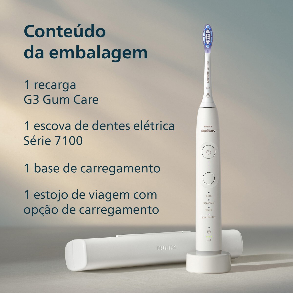 Escova de Dentes Elétrica Philips Sonicare 7100 HX7420/01 Sónica Recarregável - Branco Branco-9