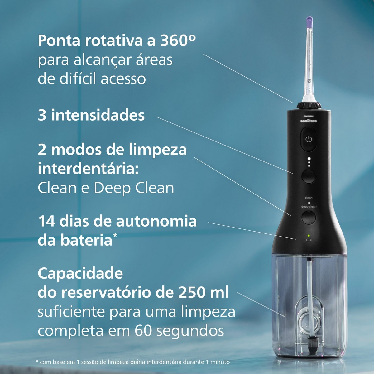Irrigador Oral sem Fios Philips 3000 HX3826/33 Sonicare Power Flosser - Preto Preto-3