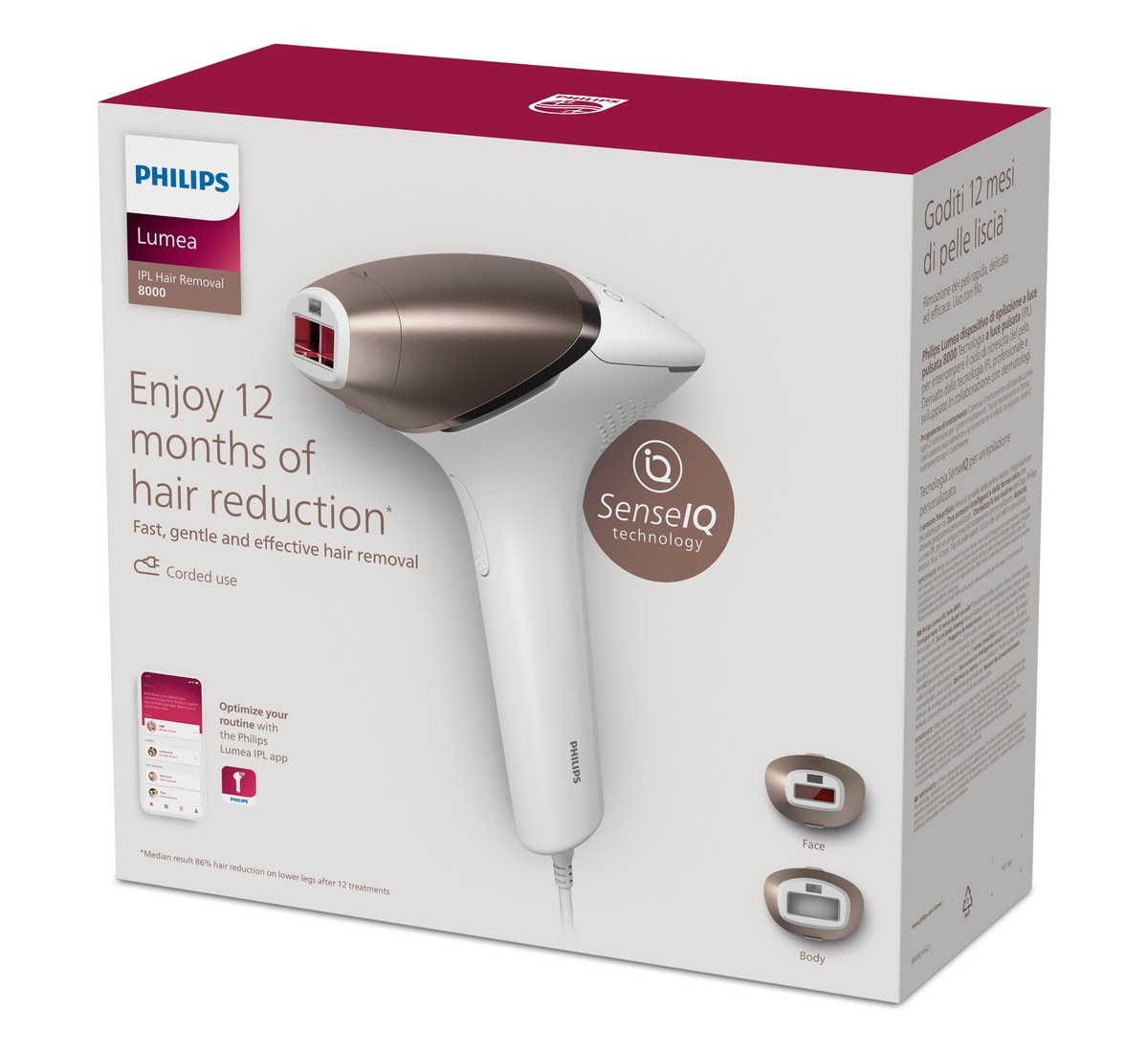 Depiladora de Luz Pulsada IPL Philips Lumea Serie 8000 945/00 Rosto e Corpo, 2 Cabeças - Branco Branco-11
