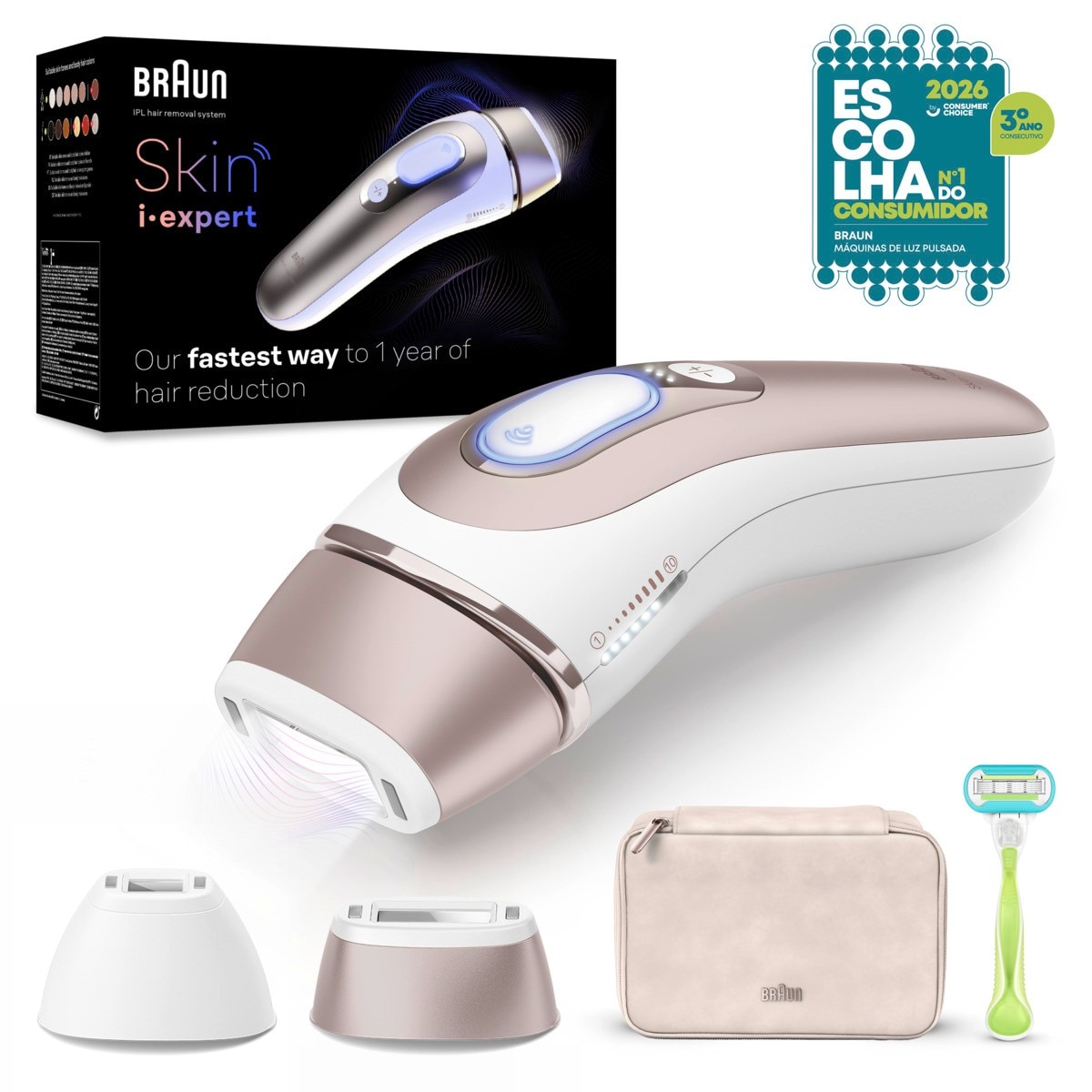 Imagem 0 de Depiladora de Luz Pulsada IPL Braun Silk Expert S7 PL7147 para Corpo e Rosto - Branco e Bronze