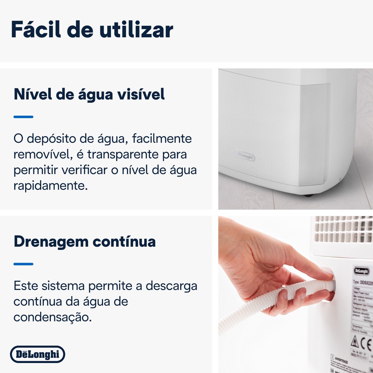 Desumidificador De'Longhi DDSX225 com Filtração Dupla, Capacidade 5 Litros e até 25 L/24H - Branco Branco-8