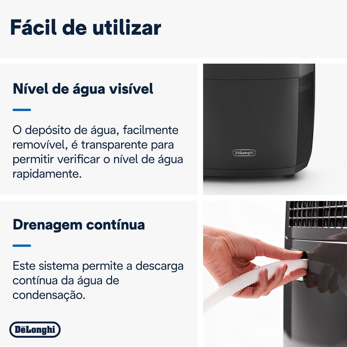 Desumidificador e Purificador do Ar De'Longhi DDSX220WFA Capacidade 5 Litros e até 21 L/24H - Cinzento Escuro Cinzento-5