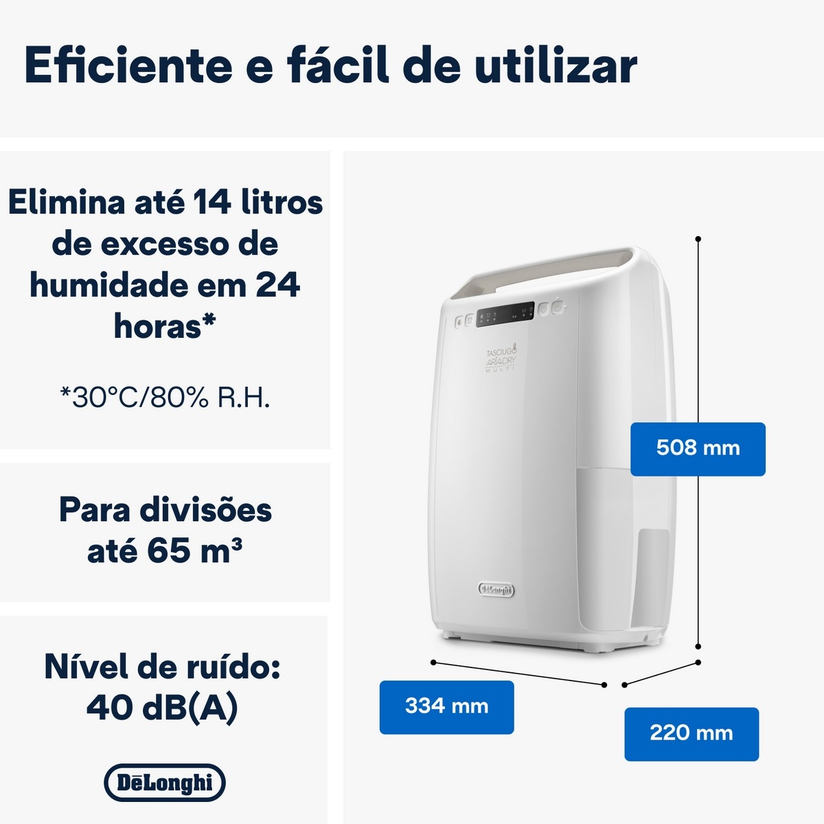 Desumidificador De'Longhi Tasciugo AriaDry Multi DEXD214RF Sistema de Triplo Filtro, de 14L/dia e Capacidade de 2,1L - Branco Branco-3