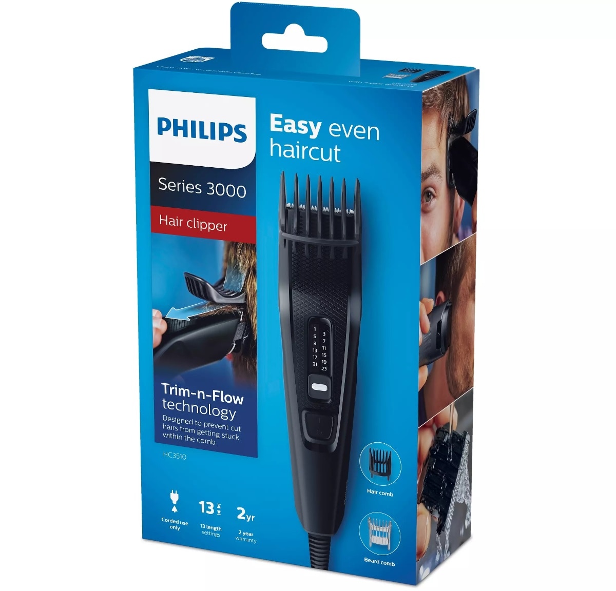 Aparador de Cabelo Philips HC3510/15 - Lâminas Aço Inoxidável, Pente para a Barba e Uso com Cabo - Preto Preto-5