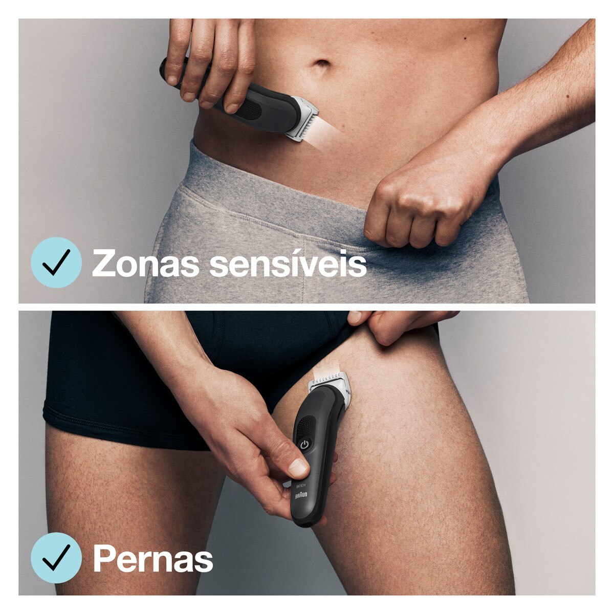 Aparador Corporal Braun Body Groomer 3 BG3350 com Pente Especial Zonas Sensíveis - Preto e Cinzento Preto / Cinzento-6