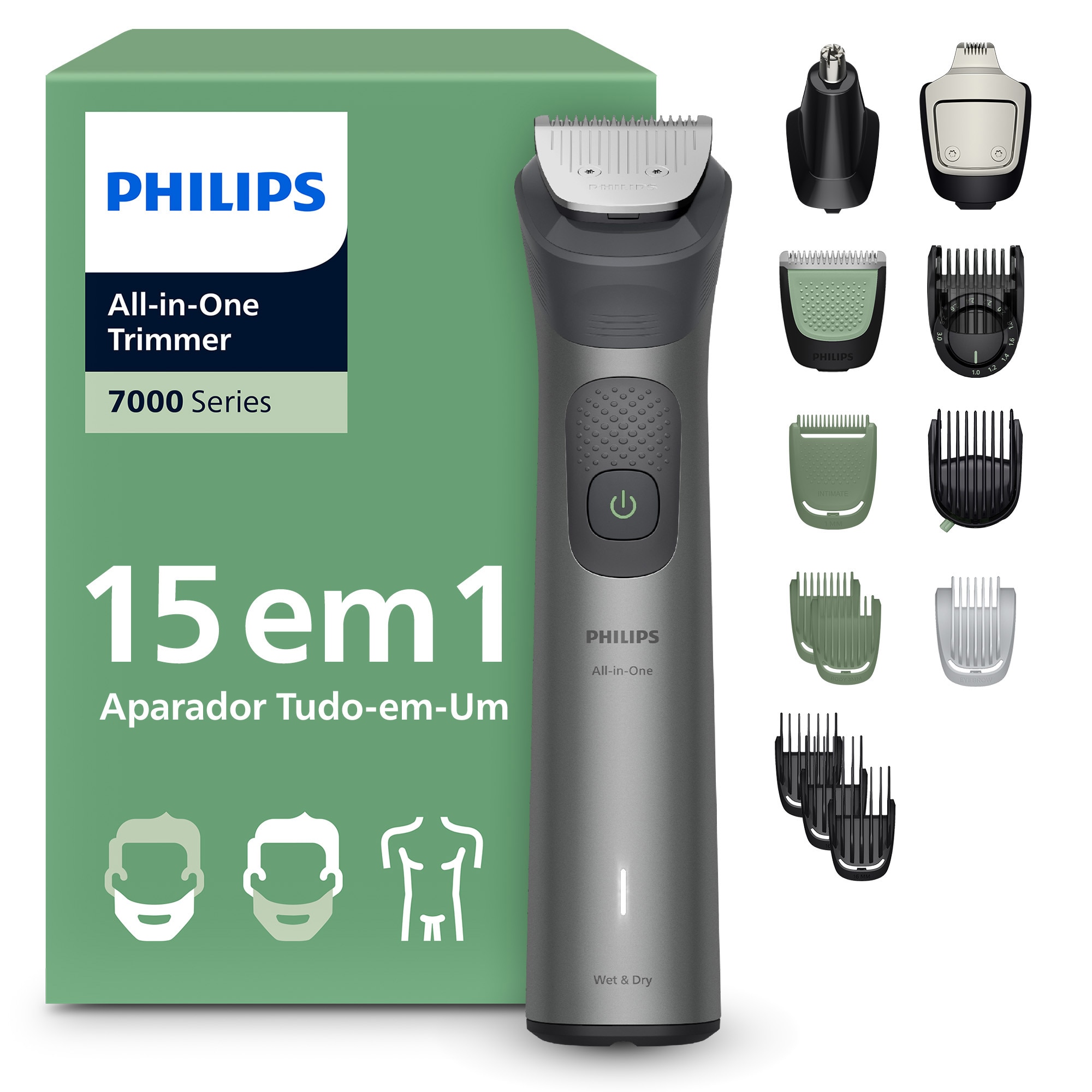 Imagem 0 de Aparador Multifunções Philips Series 7000 MG7921/15 All-in-One Trimmer 15 em 1