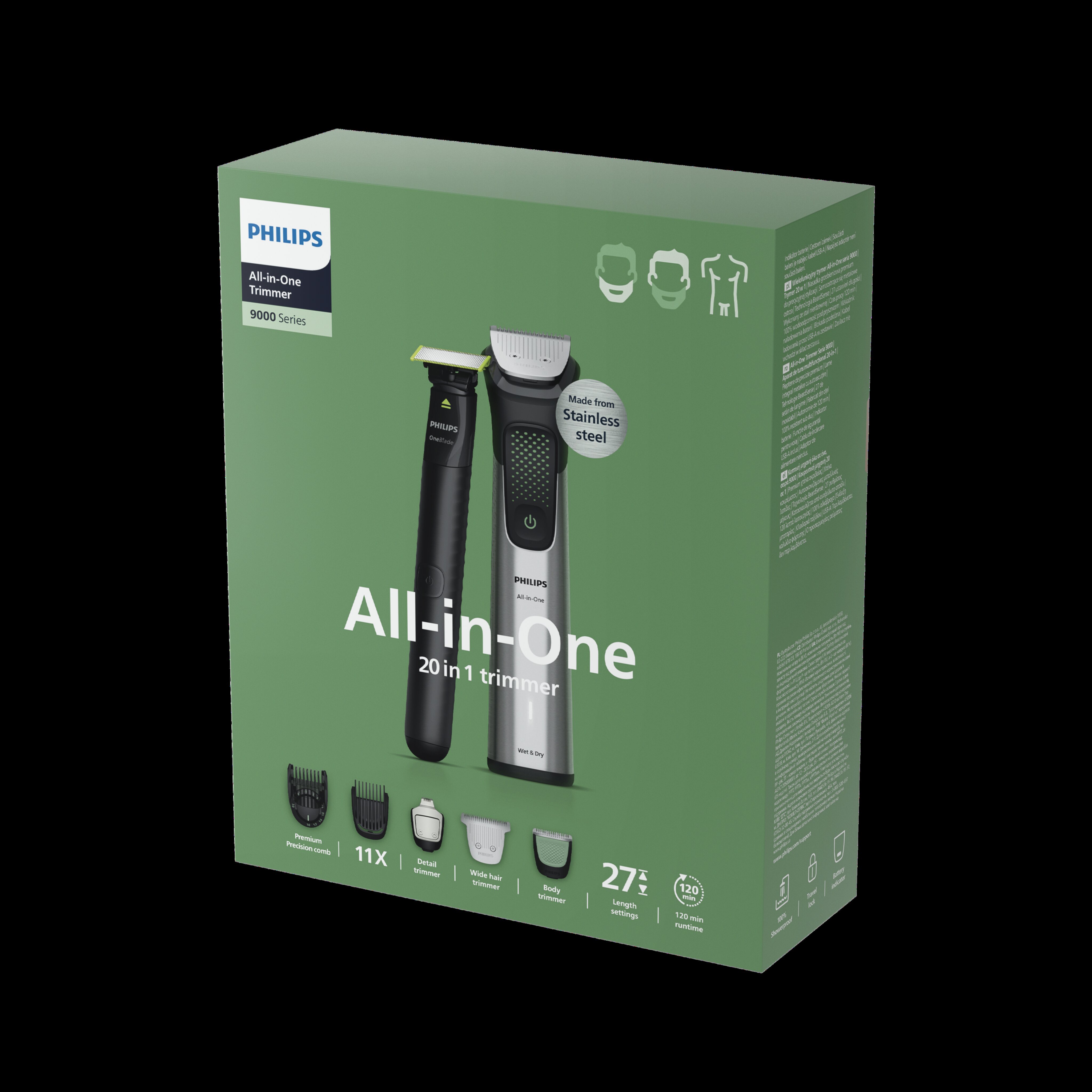 Aparador Multifunções Philips Series 9000 MG9557/15 All-in-One Trimmer 20 em 1 Cinzento-8