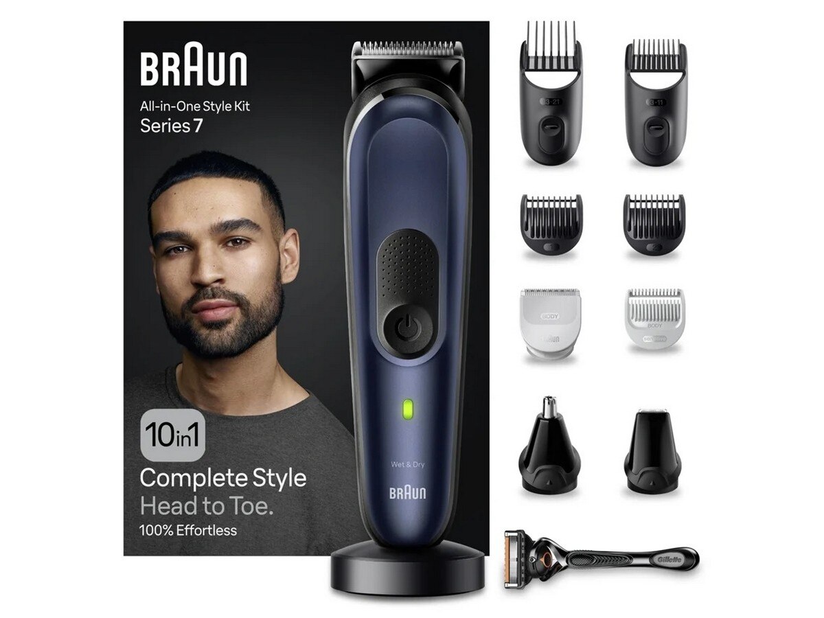 Aparador Multifunções Braun Series 7 MGK7421 Autonomia de 100 min - Corrente - Preto e Azul Preto / Azul-2