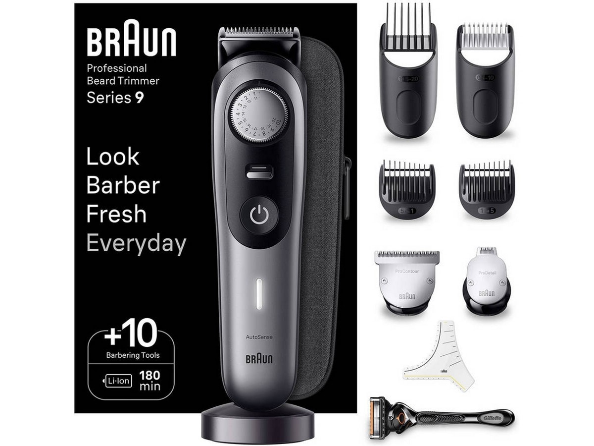 Aparador de Barba Braun 9 BT9420 Autonomia 180 min Preto / Cinzento-3